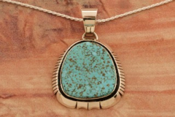 Native American Jewelry Genuine Kingman Turquoise Sterling Silver Pendant